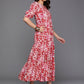 Ahalyaa Women's Traditional wear Ethnic Dress - Red | Swadesiicart