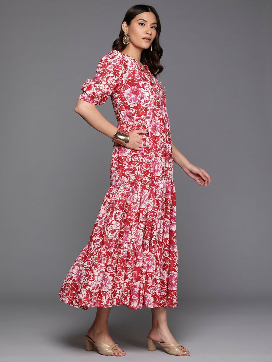 Ahalyaa Women's Traditional wear Ethnic Dress - Red | Swadesiicart