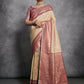 Vishnu Weaves Women's Chiku Tussar Silk Zari Woven Saree with Blouse - Swadesiicart
