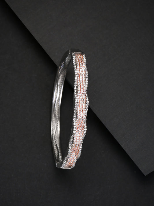 Priyaasi Women Gunmetal-Plated American Diamond Studded Bracelet - Noz2Toz