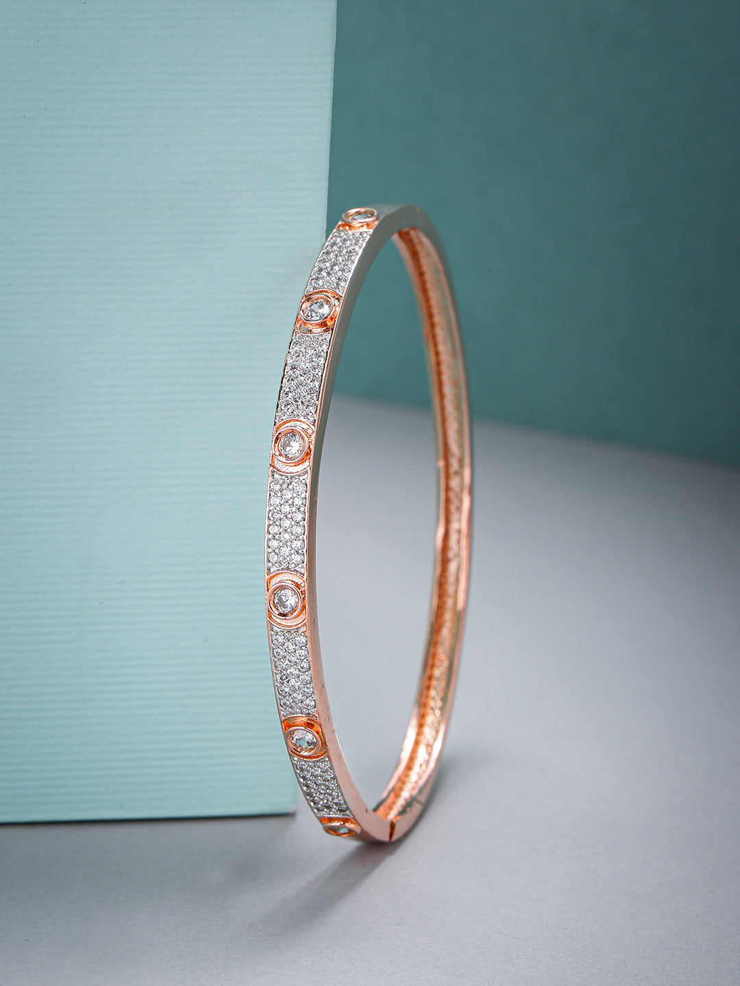 Priyaasi Women Rose Gold-Polished American Diamond Studded Bracelet - Noz2Toz