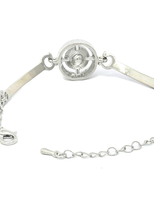 Priyaasi Women American Diamond Silver Plated Link Bracelet - Swadesiicart