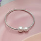 Priyaasi Women American Diamond Perals Silver Plated Circle Cuff Bracelet - Noz2Toz
