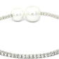 Priyaasi Women American Diamond Perals Silver Plated Circle Cuff Bracelet - Swadesiicart