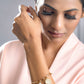 Priyaasi Women White Pearls Rose Gold-Polished Coin Link Bracelet - Swadesiicart