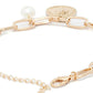 Priyaasi Women White Pearls Rose Gold-Polished Coin Link Bracelet - Swadesiicart