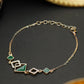 Priyaasi Women Green Gold-Polished Geometric Link Bracelet - Noz2Toz