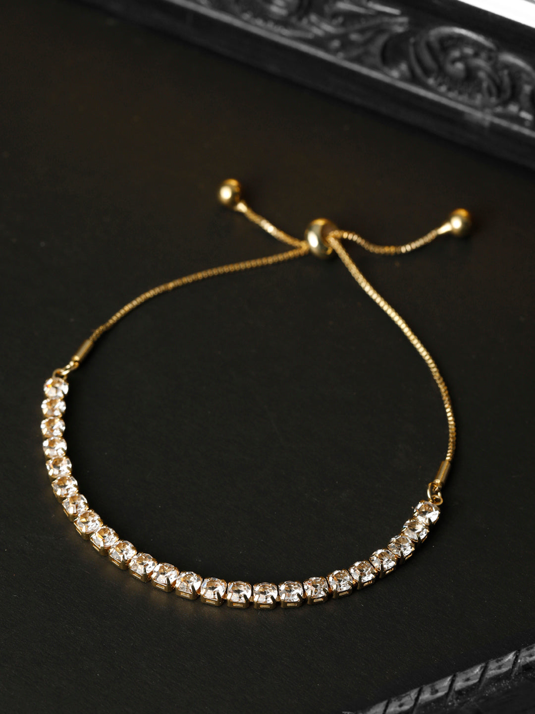 Priyaasi Women American Diamond Gold-Polished Link Bracelet - Noz2Toz