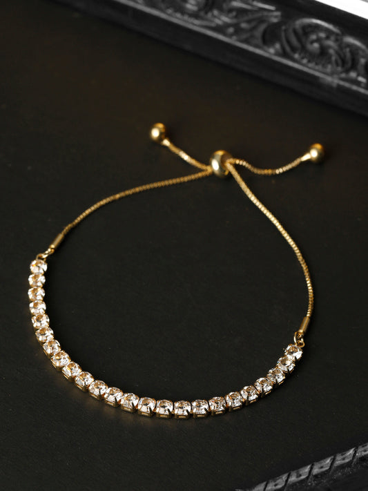Priyaasi Women American Diamond Gold-Polished Link Bracelet - Noz2Toz