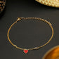 Priyaasi Women Red Stones Gold-Polished Heart Link Bracelet - Noz2Toz