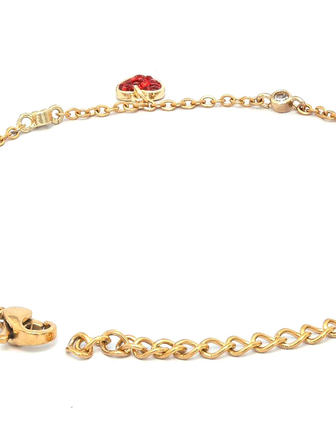 Priyaasi Women Red Stones Gold-Polished Heart Link Bracelet - Swadesiicart