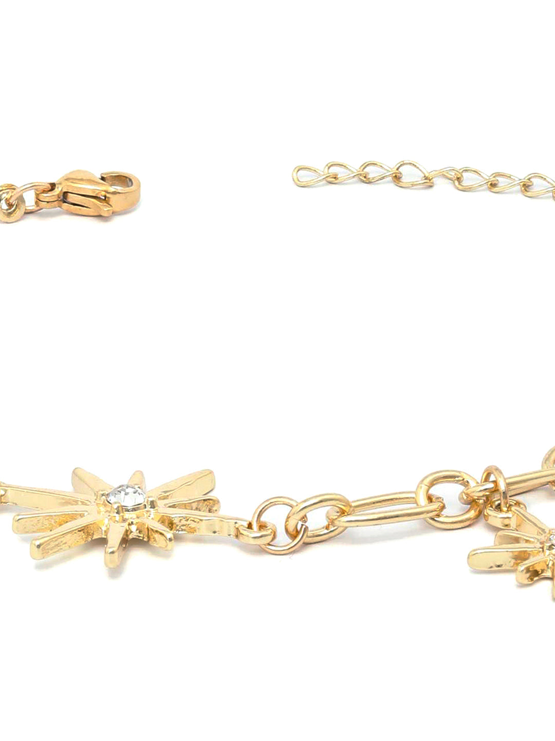 Priyaasi Women White American Diamond Pearls Gold-Polished Star Link Bracelet - Swadesiicart