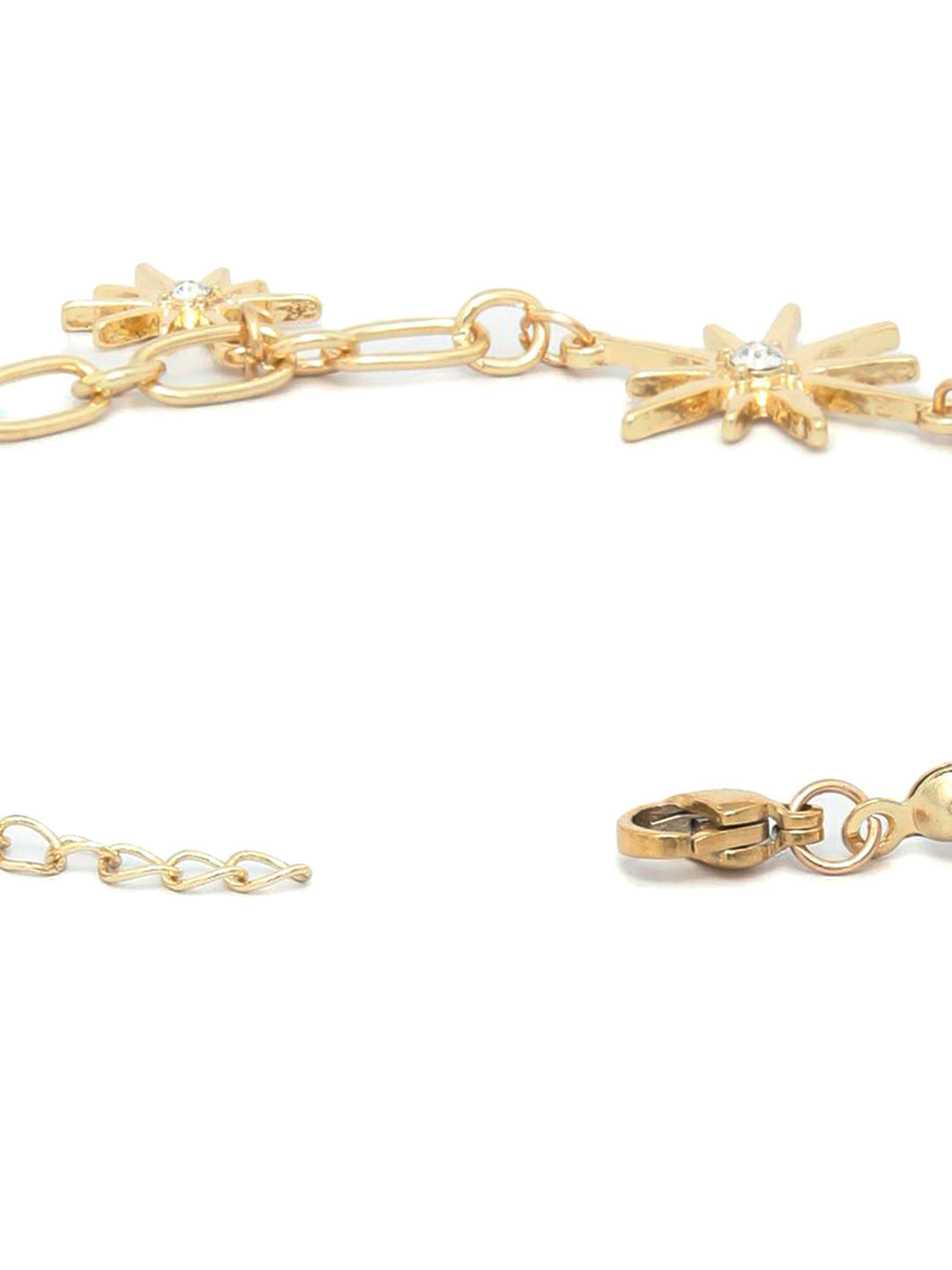 Priyaasi Women White American Diamond Pearls Gold-Polished Star Link Bracelet - Swadesiicart