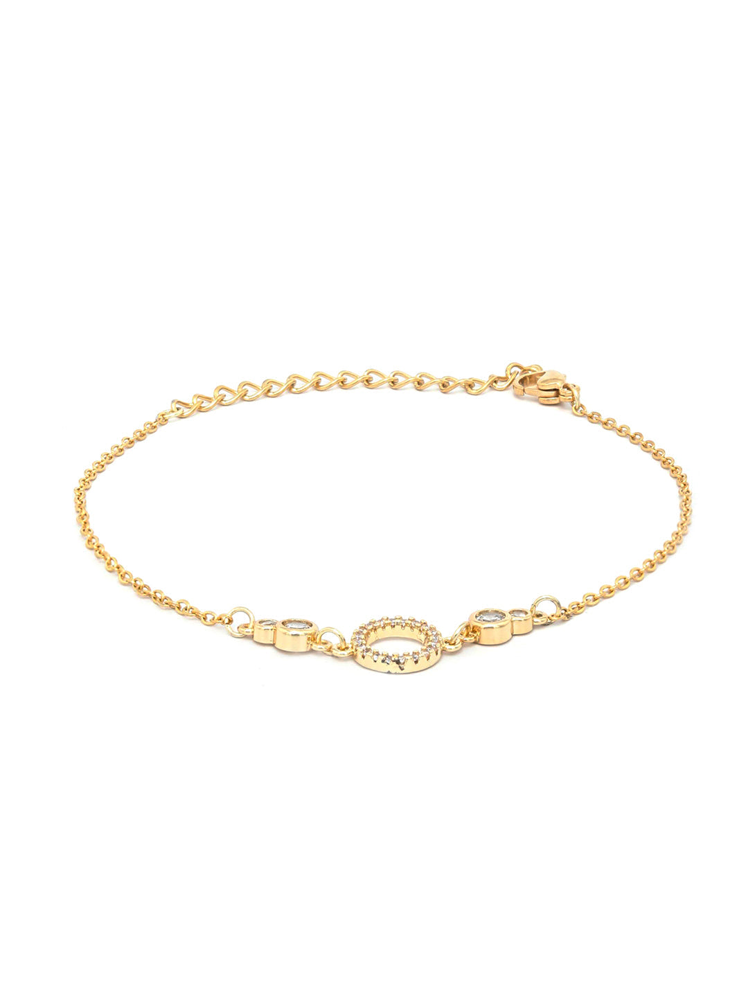 Priyaasi Women American Diamond Gold-Polished Link Bracelet In Circle - Swadesiicart