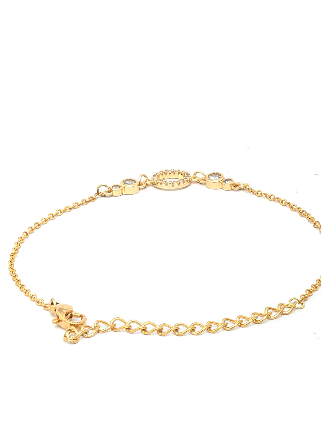 Priyaasi Women American Diamond Gold-Polished Link Bracelet In Circle - Swadesiicart