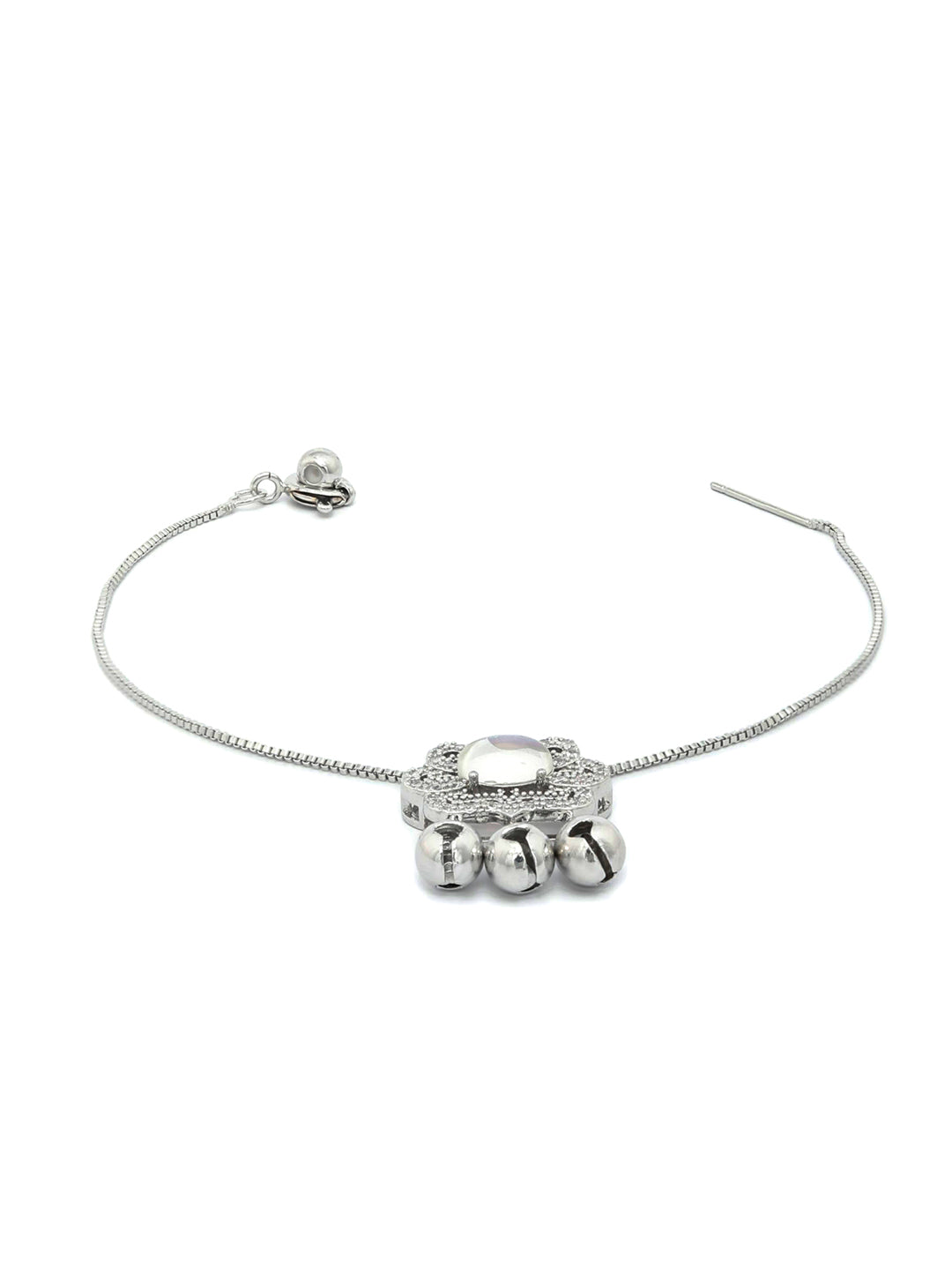 Priyaasi Women Blue Stone Silver Plated Link Bracelet - Swadesiicart
