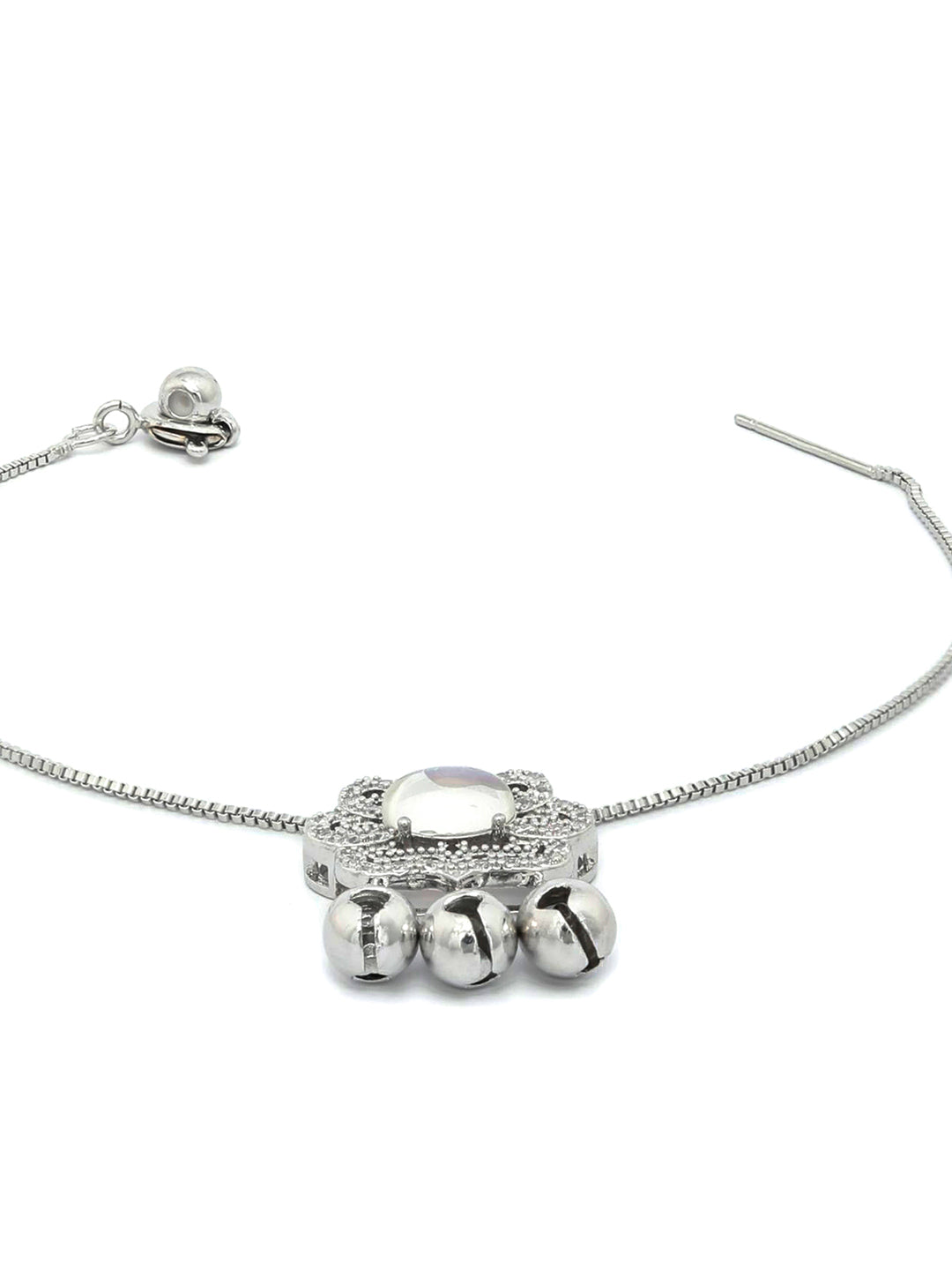 Priyaasi Women Blue Stone Silver Plated Link Bracelet - Swadesiicart