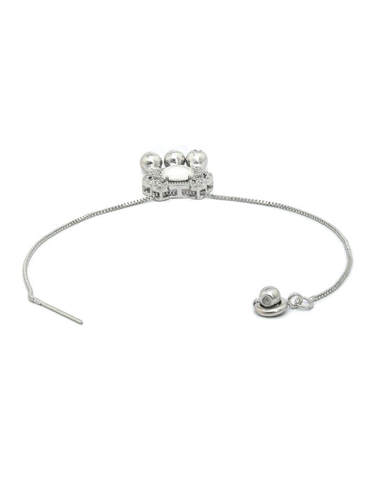 Priyaasi Women Blue Stone Silver Plated Link Bracelet