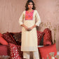 Ethnic Festive Wear Chanderi With Lining White & Pink Stitched Suit With Dupatta - Tanisha | Swadesiicart