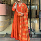 The52 Rust Women's Gorgeous Embroidered Work Chanderi Fabric Flared Kurta Pant and Dupatta Set - Swadesiicart