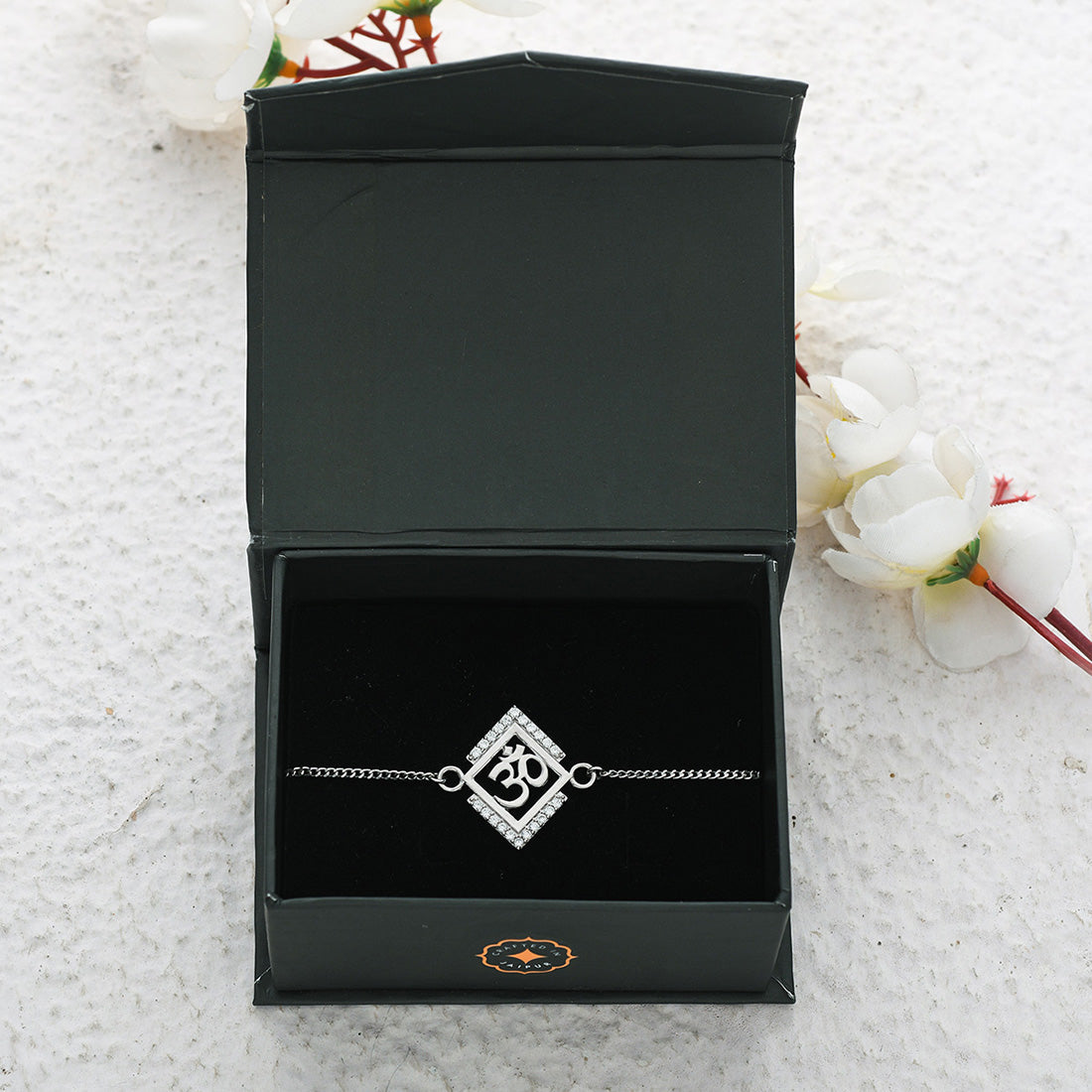 trueBrowns 925 Sterling Silver Precious OM Bracelet Rakhi | Swadesiicart