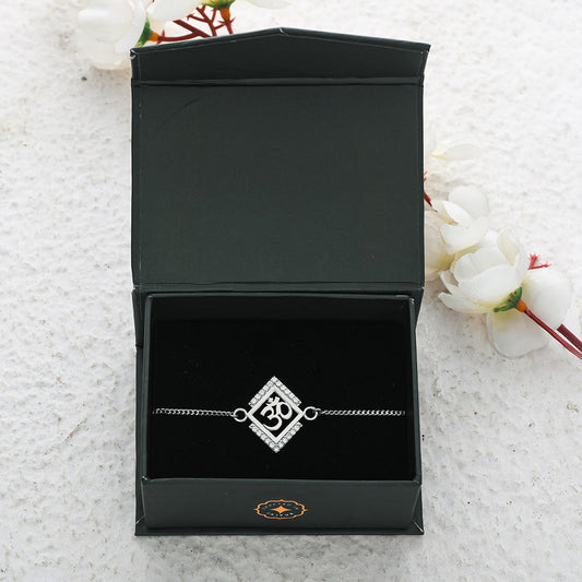 trueBrowns 925 Sterling Silver Precious OM Bracelet Rakhi | Swadesiicart