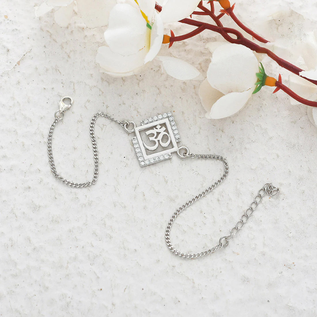 trueBrowns 925 Sterling Silver Precious OM Bracelet Rakhi | Swadesiicart