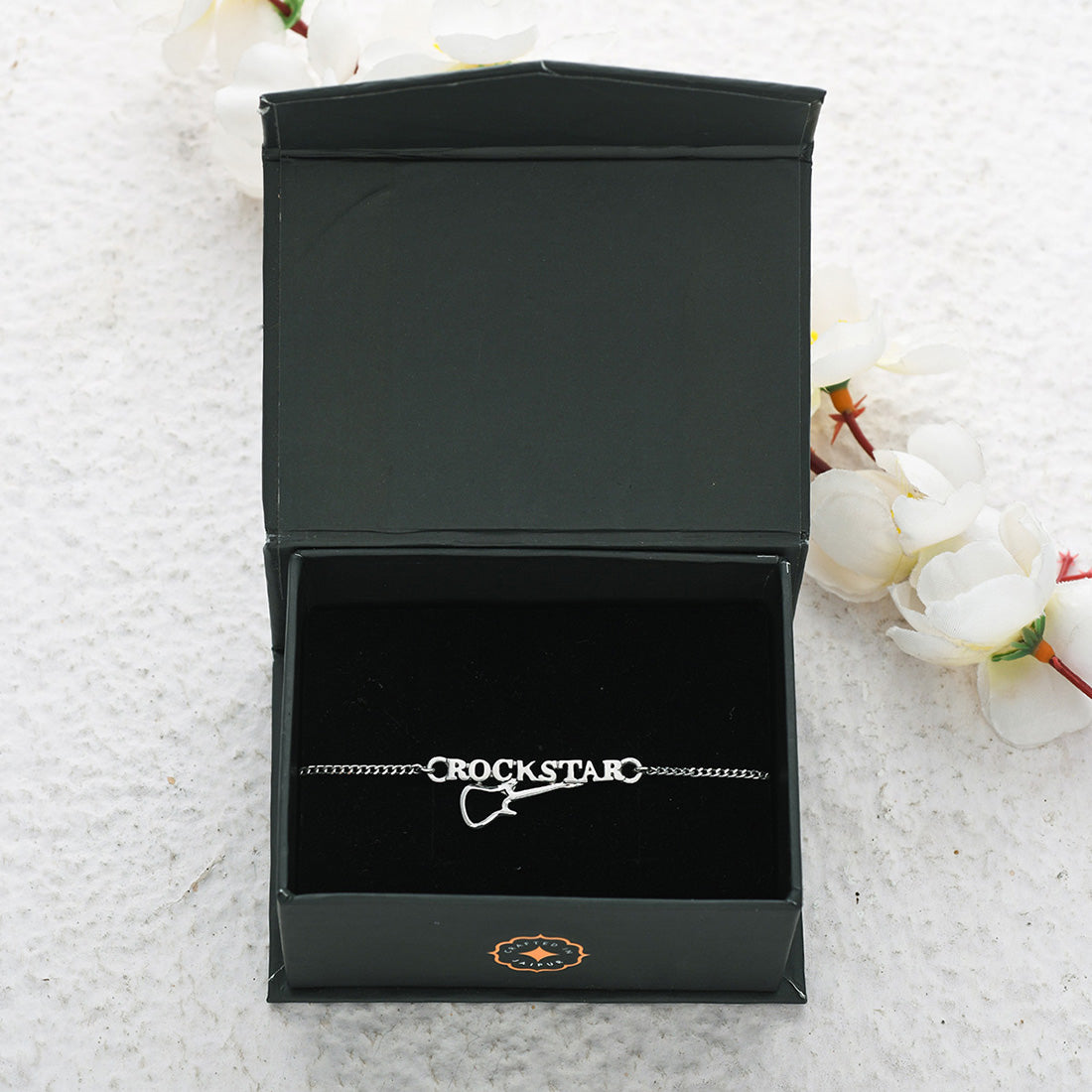 trueBrowns 925 Sterling Silver Precious ROCKSTAR Bracelet Rakhi | Swadesiicart