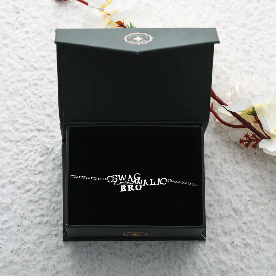 trueBrowns 925 Sterling Silver Precious Swag Wala Bro Bracelet Rakhi | Swadesiicart