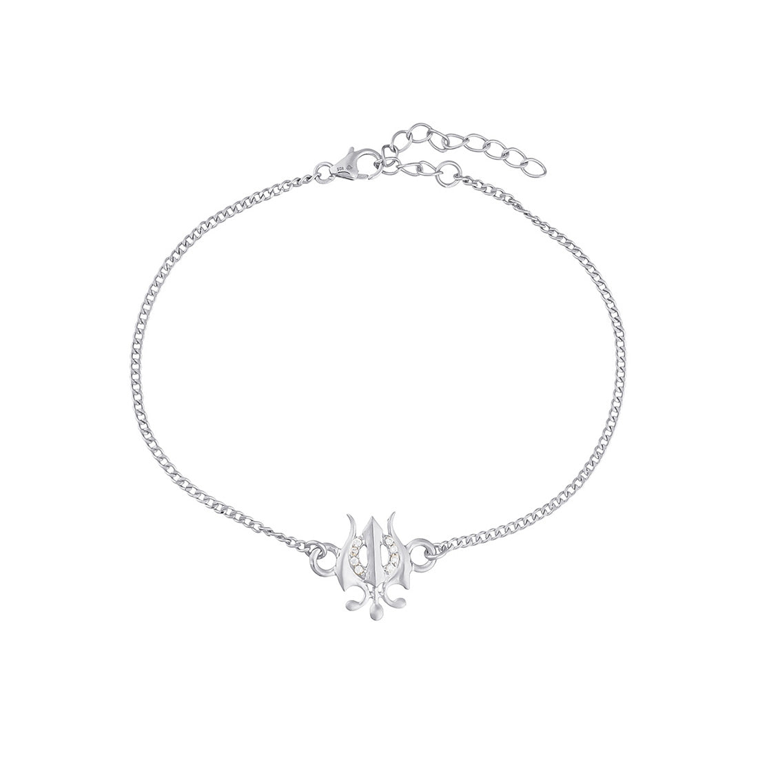 trueBrowns 925 Sterling Silver Precious Trishul Silver Bracelet Rakhi | Swadesiicart