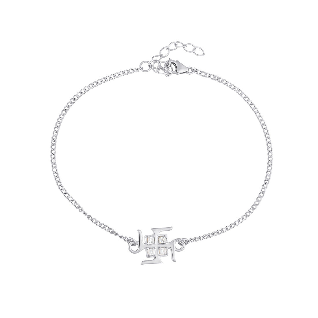 trueBrowns 925 Sterling Silver Precious Swastik Bracelet Rakhi | Swadesiicart