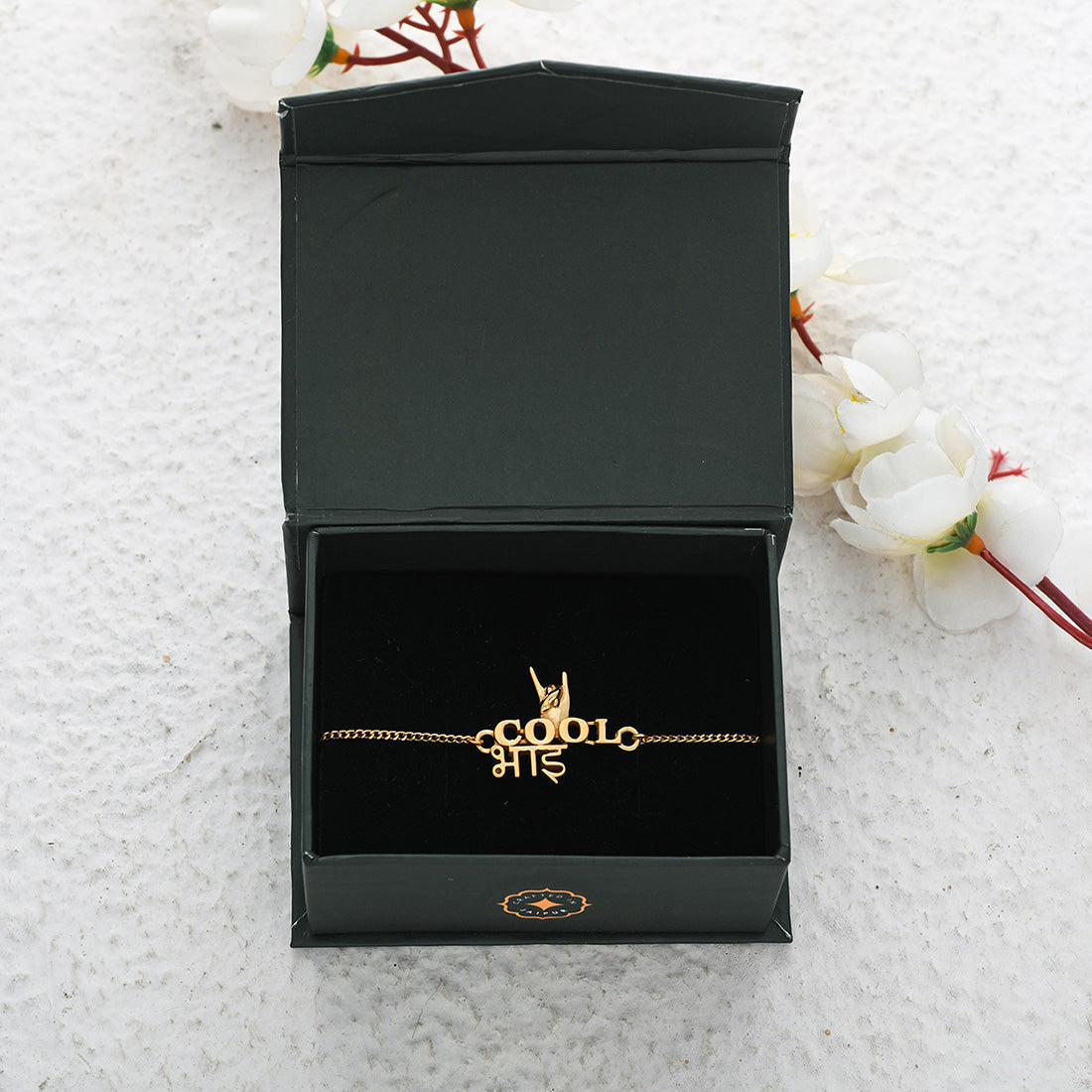 trueBrowns 925 Sterling Silver Gold-Polished Classic Cool Bhai Bracelet Rakhi | Swadesiicart