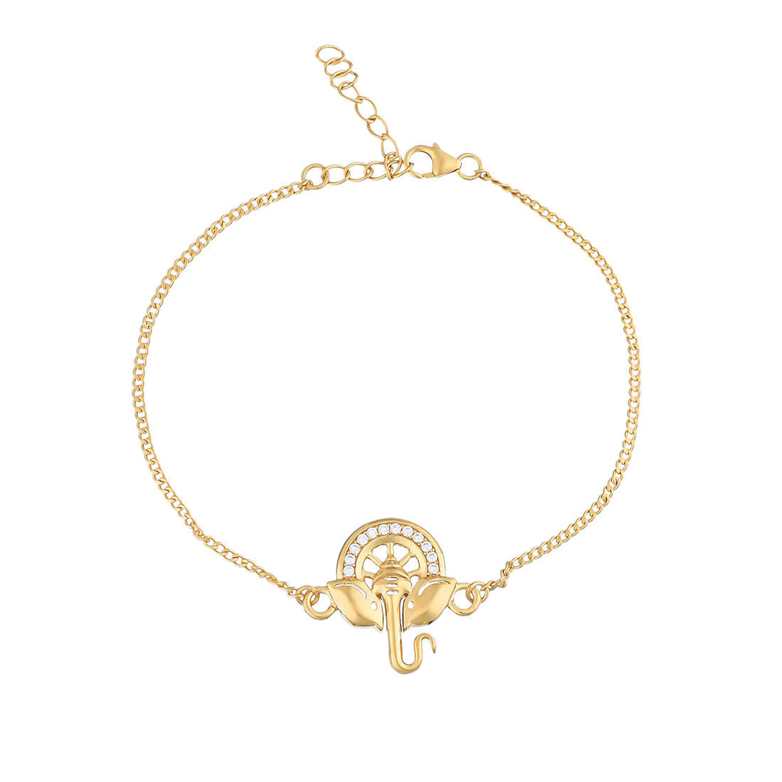 trueBrowns 925 Sterling Silver Gold-Polished Ganesha Bracelet Rakhi | Swadesiicart