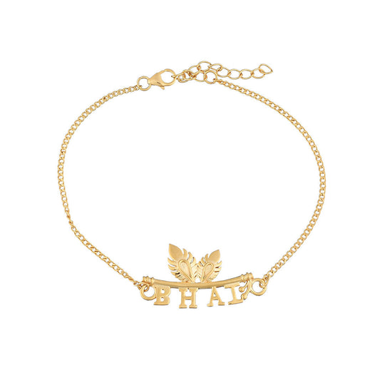 trueBrowns 925 Sterling Silver Gold-Polished Gold Micron Plated Bhai Bracelet Rakhi | Swadesiicart