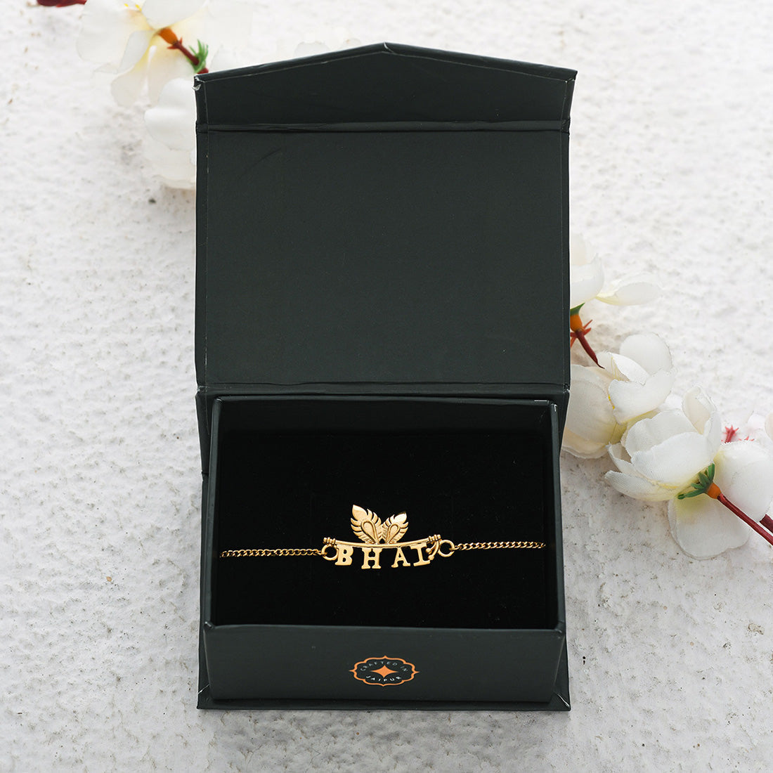 trueBrowns 925 Sterling Silver Gold-Polished Gold Micron Plated Bhai Bracelet Rakhi | Swadesiicart