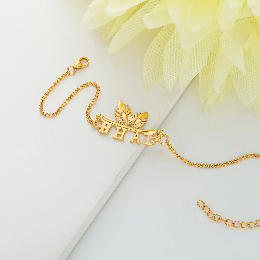 trueBrowns 925 Sterling Silver Gold-Polished Gold Micron Plated Bhai Bracelet Rakhi | Swadesiicart