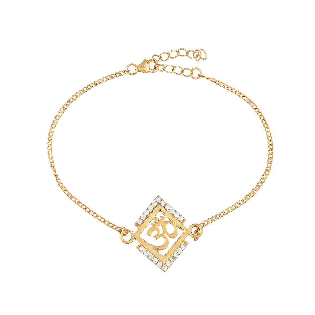 trueBrowns 925 Sterling Silver Auspicious Om Gold-Polished Gold Micron Plated Bracelet Rakhi | Swadesiicart