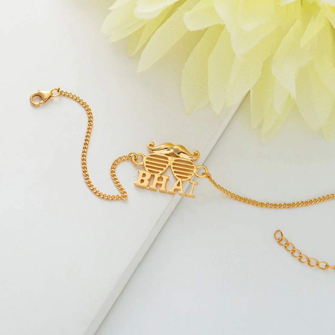 trueBrowns 925 Sterling Silver Gold-Polished Gold Micron Plated Bhai Bracelet Rakhi | Swadesiicart