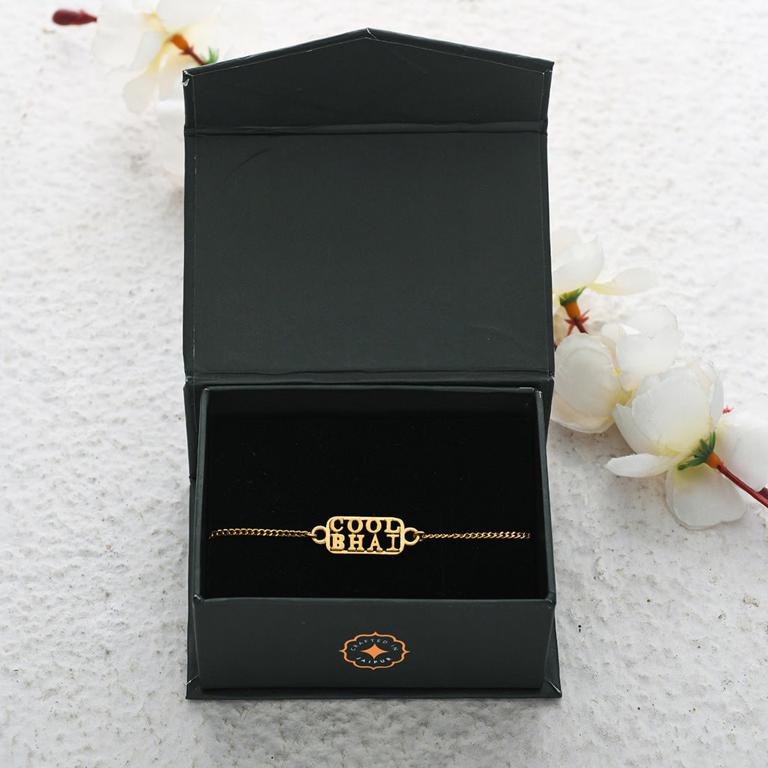 trueBrowns 925 Sterling Silver Gold-Polished Gold Micron Plated Cool Bhai Bracelet Rakhi | Swadesiicart