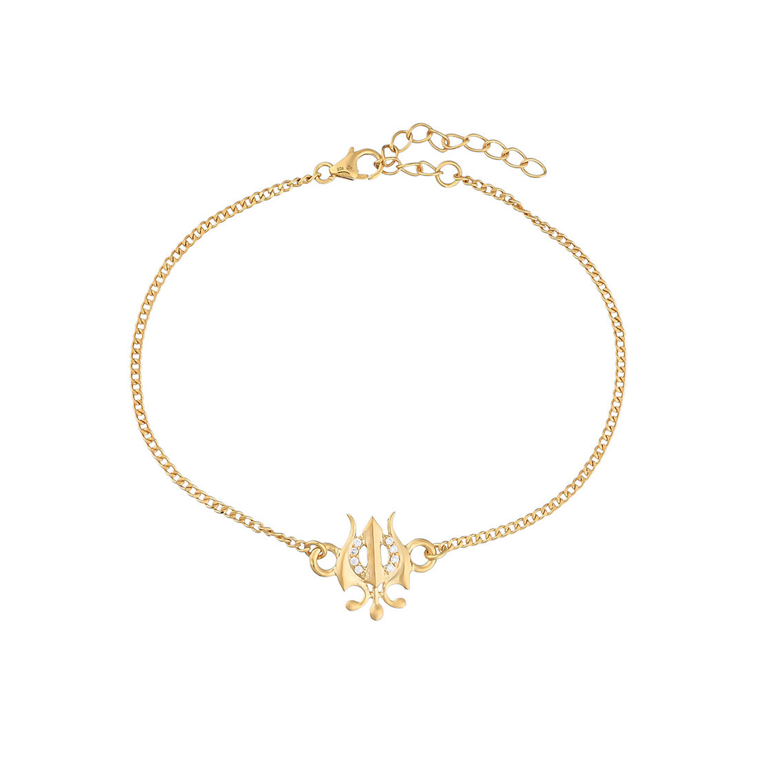 trueBrowns 925 Sterling Silver Gold-Polished Gold Micron Plated Trishul Bracelet Rakhi | Swadesiicart