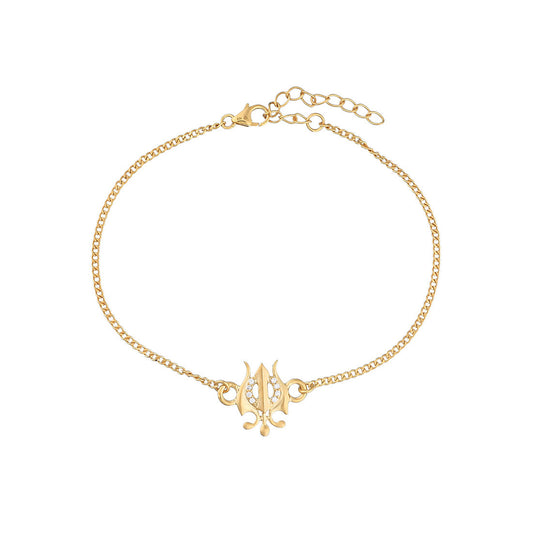 trueBrowns 925 Sterling Silver Gold-Polished Gold Micron Plated Trishul Bracelet Rakhi | Swadesiicart