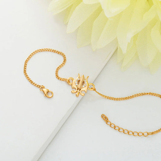 trueBrowns 925 Sterling Silver Gold-Polished Gold Micron Plated Trishul Bracelet Rakhi | Swadesiicart