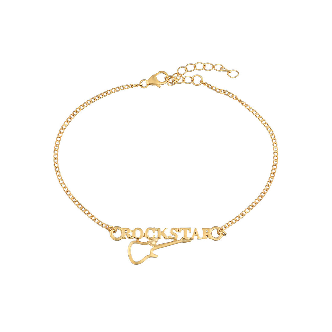 trueBrowns 925 Sterling Silver Rockstar Gold-Polished Gold Micron Plated Bracelet Rakhi | Swadesiicart