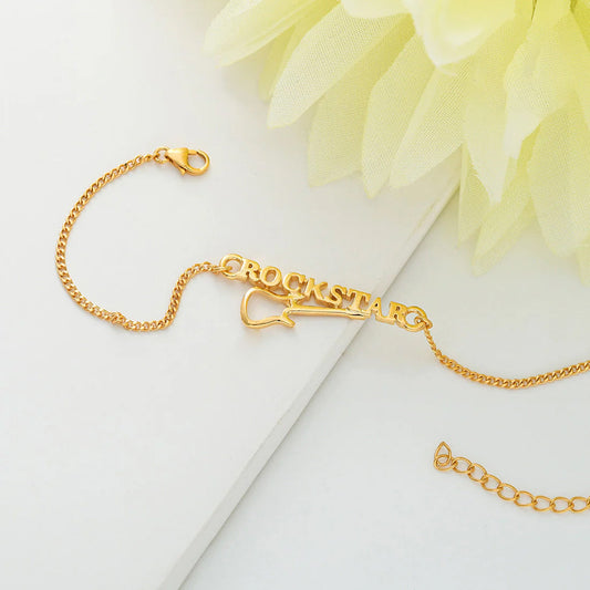 trueBrowns 925 Sterling Silver Rockstar Gold-Polished Gold Micron Plated Bracelet Rakhi | Swadesiicart