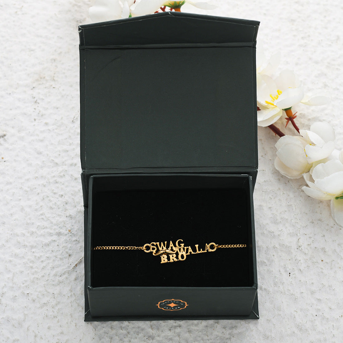 trueBrowns 925 Sterling Silver Gold-Polished Gold Micron Plated Swag Bracelet Rakhi | Swadesiicart