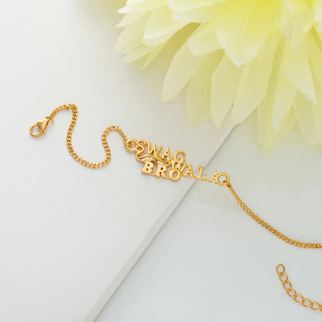 trueBrowns 925 Sterling Silver Gold-Polished Gold Micron Plated Swag Bracelet Rakhi | Swadesiicart