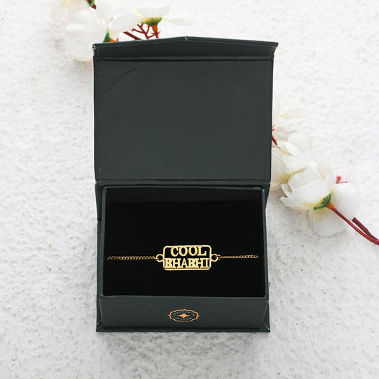 trueBrowns 925 Sterling Silver Gold-Polished Gold Micron Plated Cool Bhabhi Rakhi | Swadesiicart
