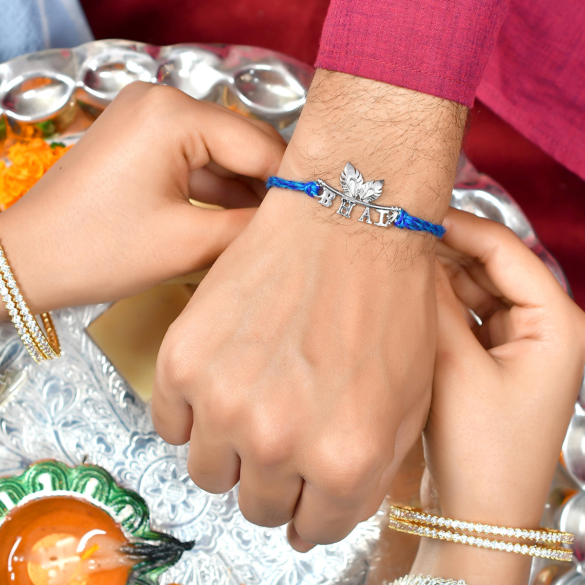 trueBrowns 925 Sterling Silver Stunning Bhai Thread Rakhi | Swadesiicart