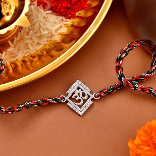 trueBrowns 925 Sterling Silver Precious Om Thread Rakhi | Swadesiicart