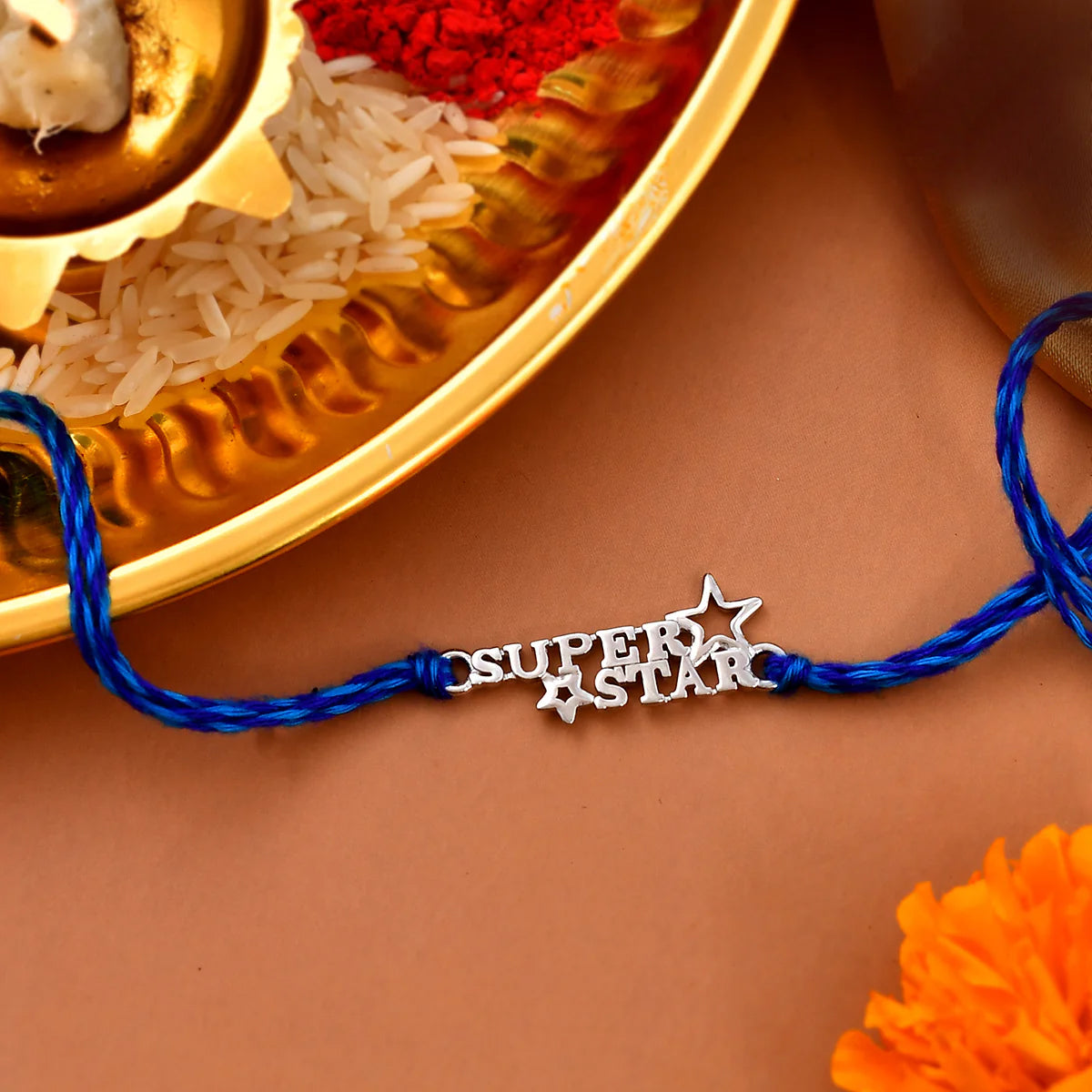 trueBrowns 925 Sterling Silver Precious Superstar Thread Rakhi | Swadesiicart